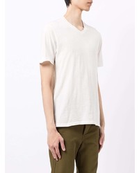 Lanvin Tonal Silk Panel V Neck T Shirt