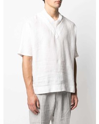 Emporio Armani V Neck Linen T Shirt