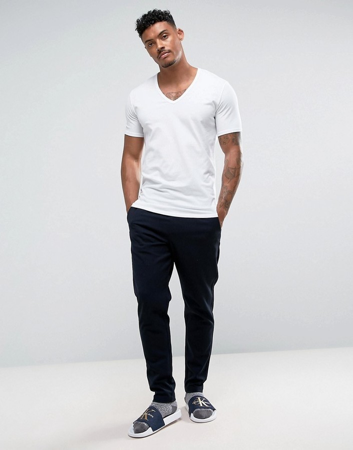 ASOS T-shirt With Super Deep V Neck In White for Men