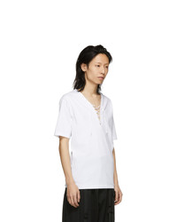 Kozaburo White Assa Lace Up T Shirt