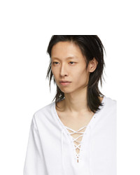 Kozaburo White Assa Lace Up T Shirt