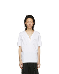 Kozaburo White Assa Lace Up T Shirt