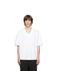 3.1 Phillip Lim White Oversized Optic Boxy V Neck T Shirt
