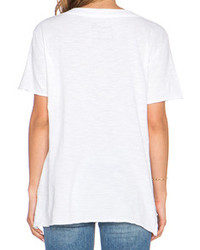 White V Neck Short Sleeve Loose T Shirt