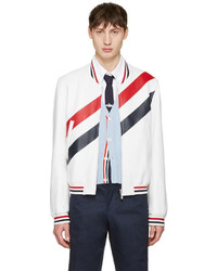 Thom Browne White Stripe Varsity Jacket