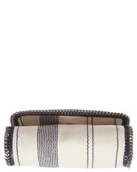 Stella McCartney Stripe Linen Weave Shoulder Bag White