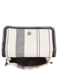 Stella McCartney Stripe Linen Weave Shoulder Bag White