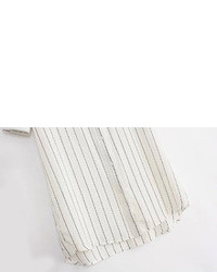Dip Hem Vertical Striped White Blouse