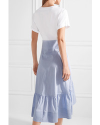 3.1 Phillip Lim Lace Up Cotton Jersey And Striped Poplin Midi Dress