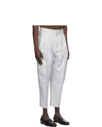 Hed Mayner White Pinstripe 4 Pleat Trousers