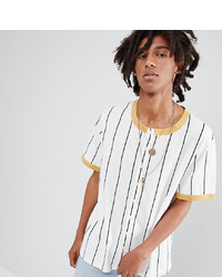 Sacred Hawk Button Up T Shirt With Stripes