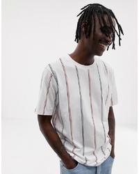 Weekday Frank Vertical Stripe T Shirt In White