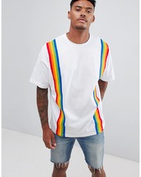 ASOS DESIGN Oversized T Shirt With Vertical Taping In White