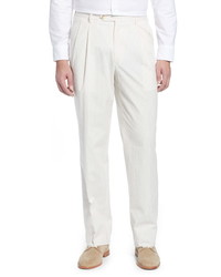 Berle Pleated Seersucker Cotton Dress Pants