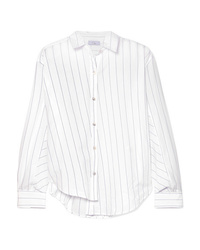 Clu Asymmetric Striped Cotton Poplin Shirt