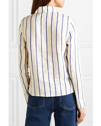 Rosie Assoulin Bow Detailed Striped Cotton Blend Jacquard Shirt