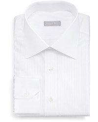 Stefano Ricci Contrast Collar Narrow Stripe Dress Shirt White