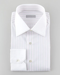 Stefano Ricci Contrast Collar Two Tone Striped Dress Shirt