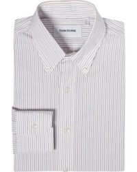Thom Browne Fine Striped Button Front Shirt