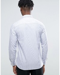 Selected Homme Long Sleeve Slim Fit Stripe Oxford Shirt With Hidden Button Down Collar