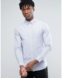 Selected Homme Long Sleeve Slim Fit Stripe Oxford Shirt With Hidden Button Down Collar