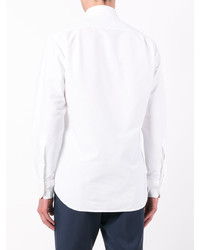 Thom Browne Long Sleeve Shirt With Printed Diagonal Stripe In White Oxford