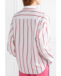 Calvin Klein 205W39nyc Oversized Embroidered Striped Cotton Poplin Shirt
