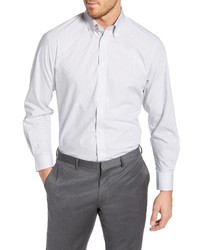 Nordstrom Shop Tech Smart Traditional Fit Stretch Stripe Dress Shirt In Grey Sleet At