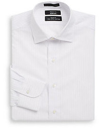 Saks Fifth Avenue BLACK Slim Fit Striped Two Ply Cotton Dress Shirt