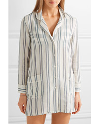 Solid And Striped The Britt Striped Basketweave Cotton Shirt White