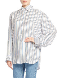Balenciaga Star Striped Pinch Back Shirt White Pattern