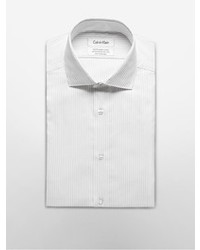 Calvin Klein Steel Slim Fit Grey White Stripe Non Iron Dress Shirt