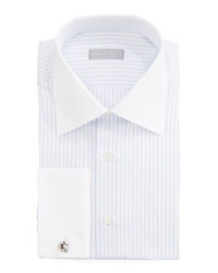Stefano Ricci Contrast Collar Striped Dress Shirt Whitelavender