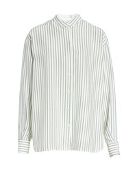 Victoria Beckham Stripe Silk Granddad Shirt