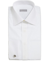 Stefano Ricci Tonal Stripe Tuxedo Shirt White