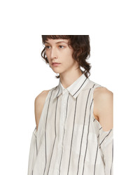 Maison Margiela White Striped Open Shoulder Shirt
