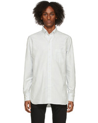 Drake's White Striped Oxford Shirt