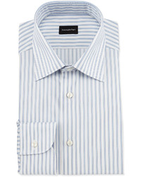 Ermenegildo Zegna Wide Striped Woven Dress Shirt Open White Pattern