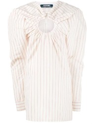 Jacquemus Mini Pinstriped Dress With Keyhole Detailing