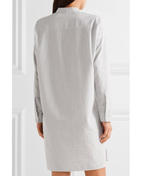 James Perse Striped Cotton Blend Seersucker Mini Dress White