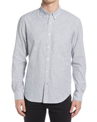 White Vertical Striped Flannel Long Sleeve Shirt