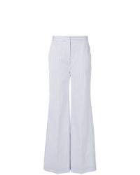 White Vertical Striped Flare Pants