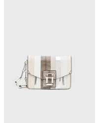 White Vertical Striped Leather Bag