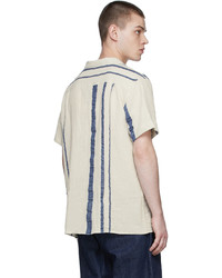 YMC Off White Linen Stripe Shirt