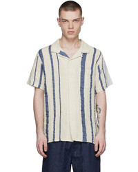 YMC Off White Linen Stripe Shirt