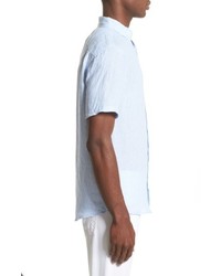 Onia Trim Fit Microstripe Linen Shirt