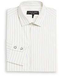 White Vertical Striped Long Sleeve Shirt