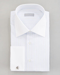Stefano Ricci Contrast Collar Striped Dress Shirt Whitelavender