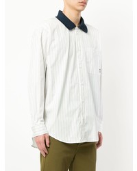MSGM Contrast Collar Striped Shirt