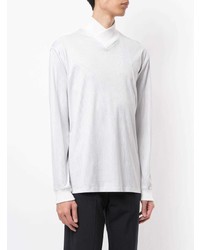 Giorgio Armani Knit Collar Pinstriped Shirt